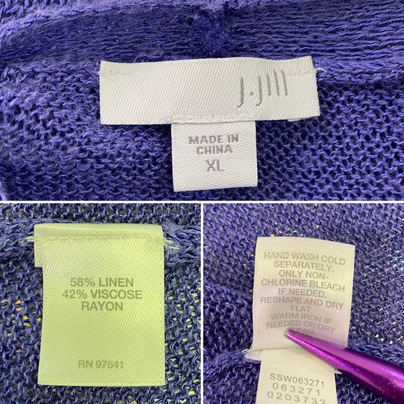 J Jill Cardigan Sweater Duster Lightweight Linen Blend Open Front Tight Knit XL - Picture 10 of 14